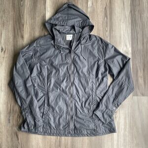 Title Nine Womens Jacket Gray Full Zip Hooded Windbreaker Coat XL Golf Hiking